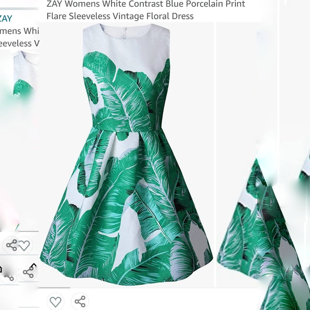 Fit and flare leaf print/jungle dress